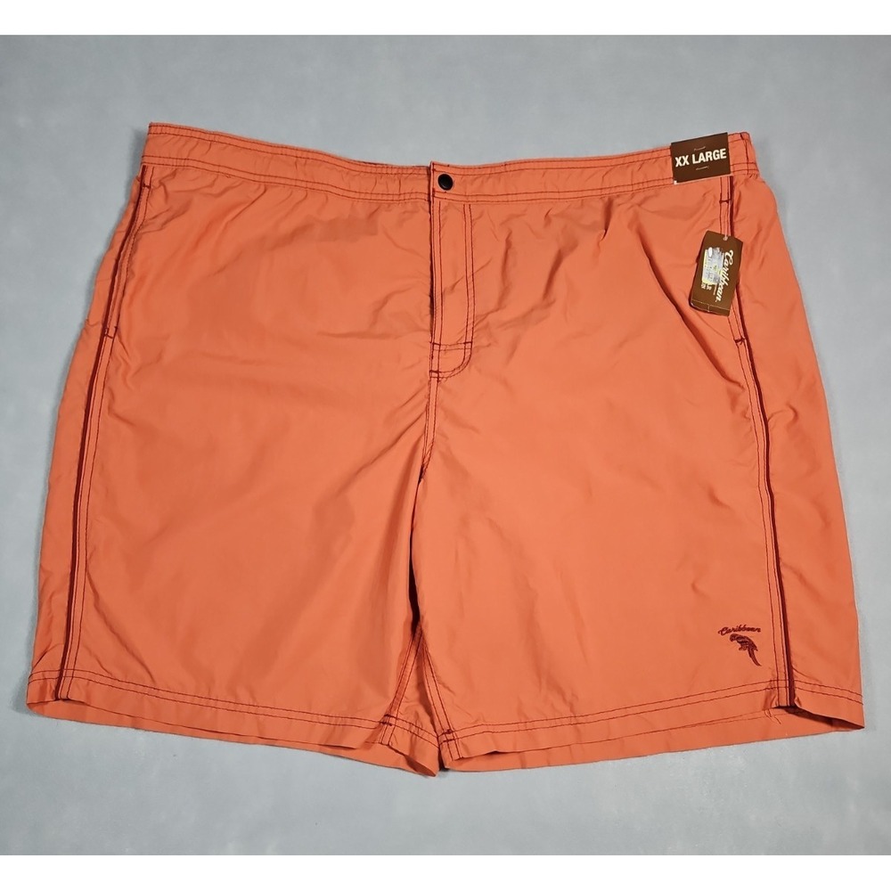 Caribbean Swimwear Mens Orange Hybrid Board Swim Shorts Size XXL NWT‎